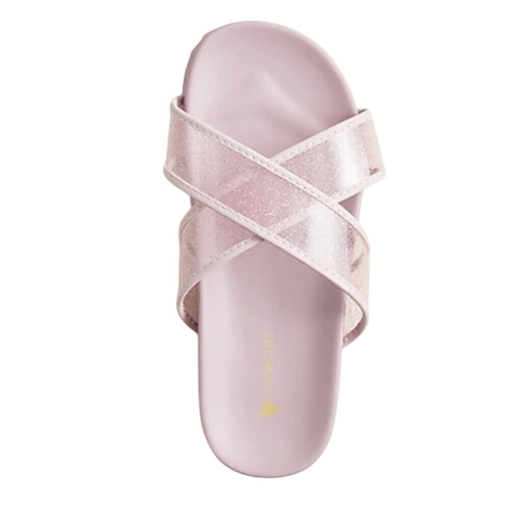 Crewcuts Pink Glitter Cross Strap Slide On Sandals Toddler size 8